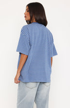 Touchdown Oversized Tee Blue/White Stripe