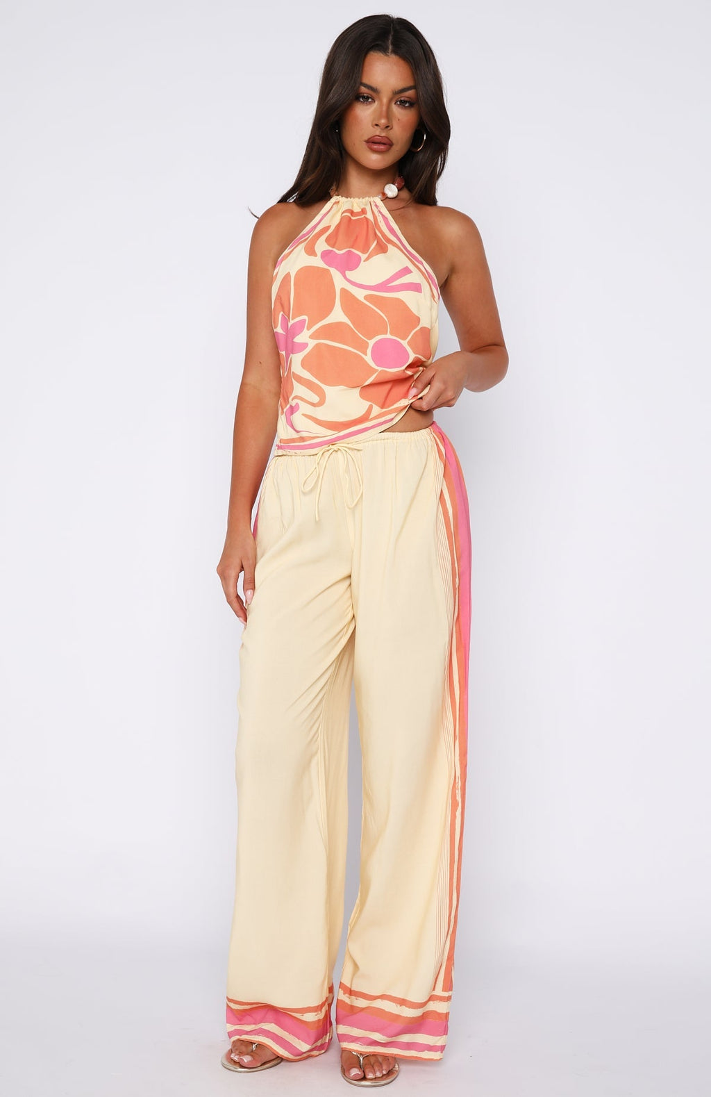 Tropic Muse Halter Top Lemon Symphony