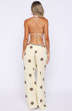 Tropic Muse Pants Cream/Choc Polka Dot