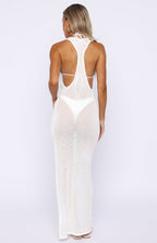 Tropic Waters Knit Maxi Dress White