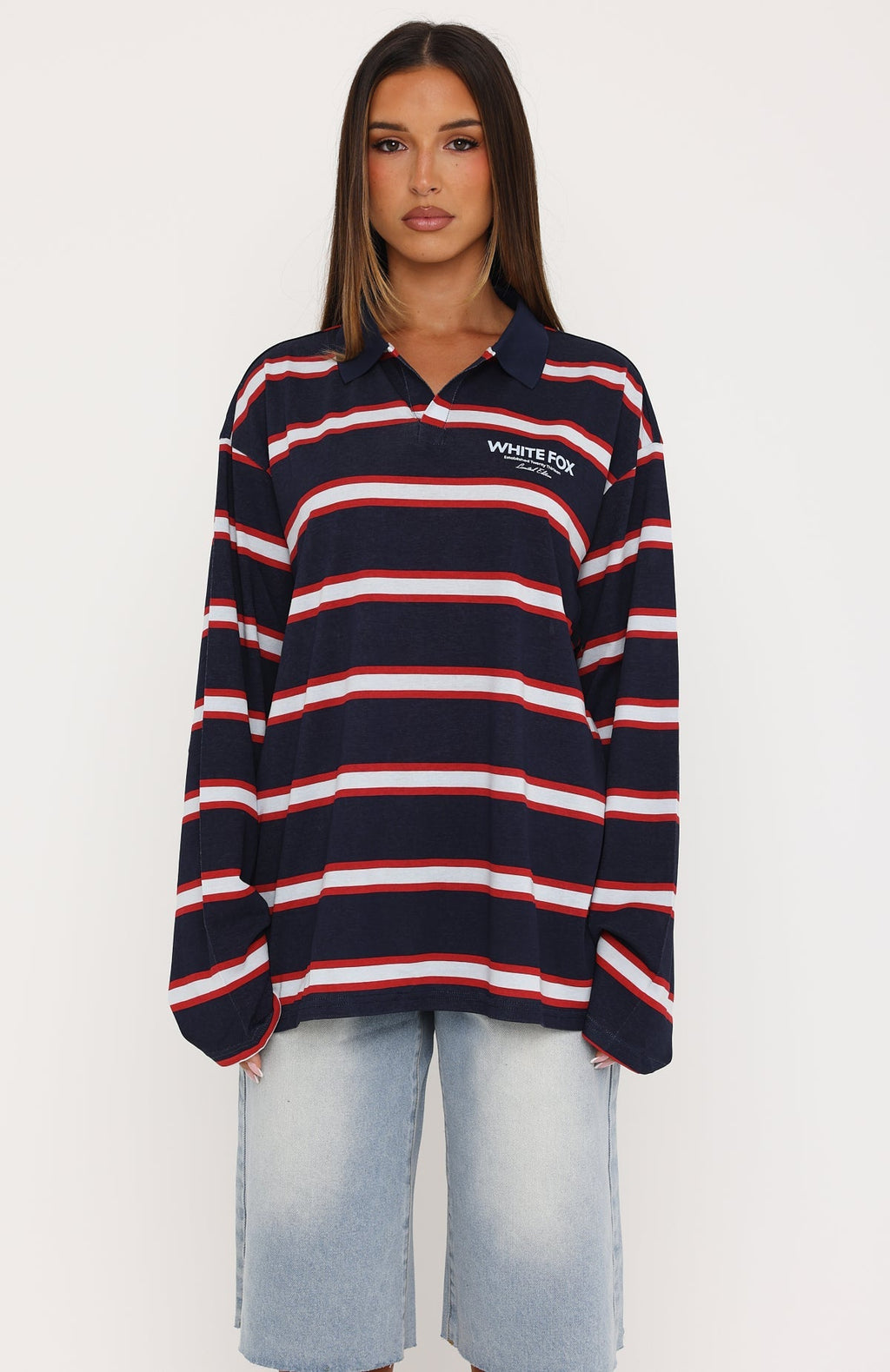Unbothered Club Long Sleeve Oversized Jersey Navy