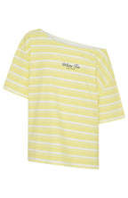 Verano Sixteen Magnolia Off Shoulder Oversized Tee Lemon/White Stripe