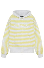 Verano Sixteen Maria Boxy Zip Front Hoodie Grey Marle/Lemon Stripe