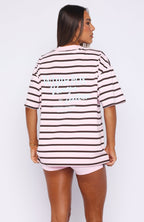 Verano Sixteen Viola Oversized Tee Pink Stripe