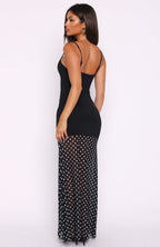 VIP Access Maxi Dress Black/White Polka Dot