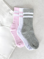 Wanna Be Close Socks Grey/White/Pink