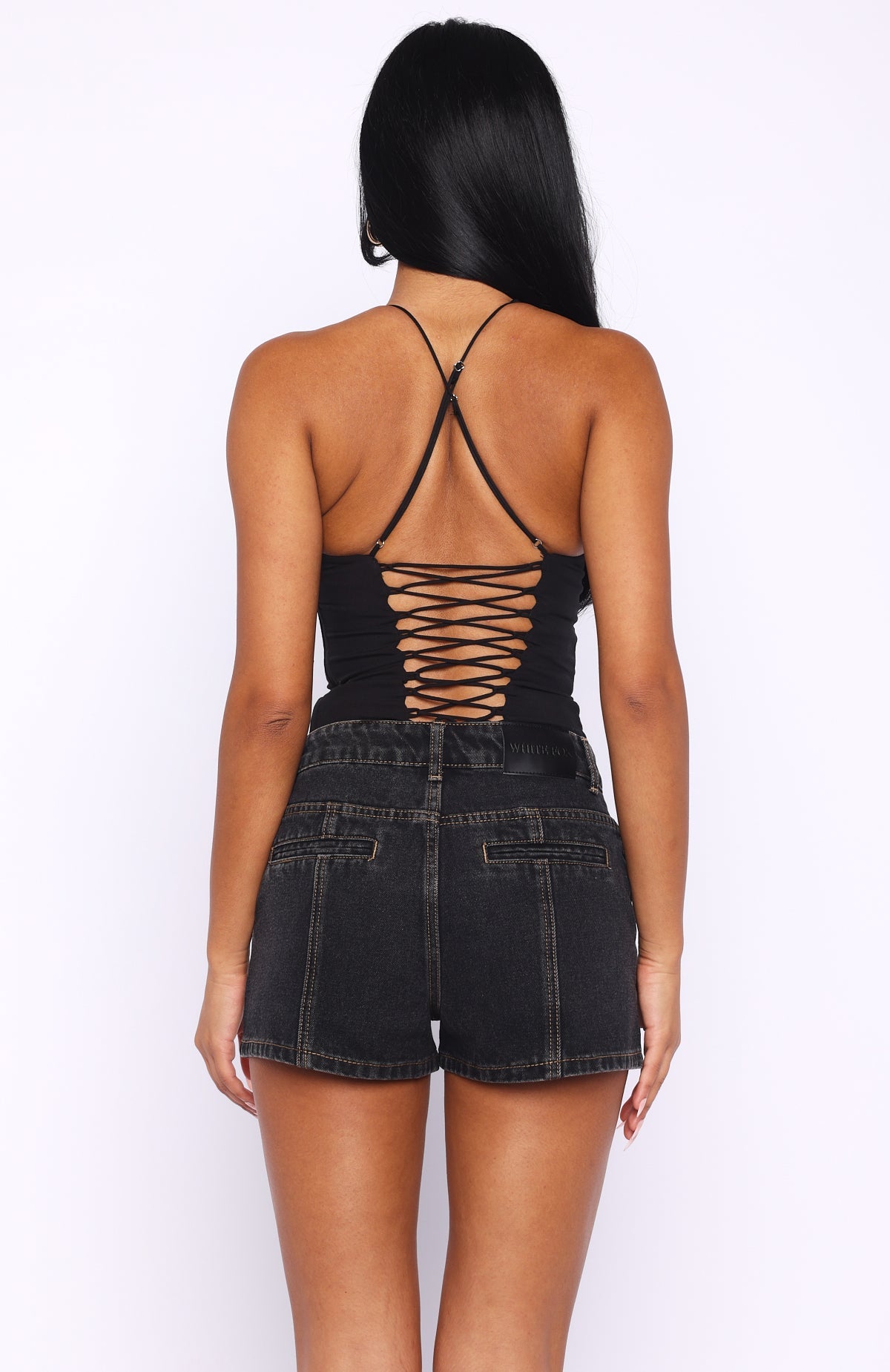 Whispers Of Us Denim Shorts Black Acid Wash