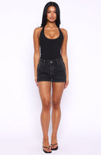 Whispers Of Us Denim Shorts Black Acid Wash