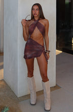 Wild Motion Mesh Mini Dress Desert Rouge