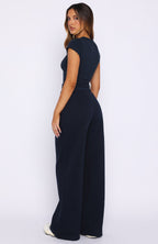 Wishing For It Wide Leg Sweatpants Navy
