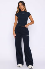 Wishing For It Wide Leg Sweatpants Navy