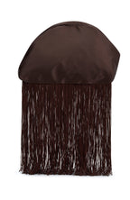Xena Fringe Clutch Bag Dark Chocolate Satin