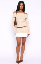 You Did It Again Mini Skirt Beige