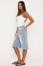 Zero Apologies Denim Shorts Light Blue Wash
