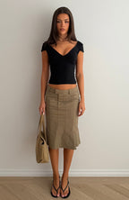 As Usual Midi Skirt Khaki