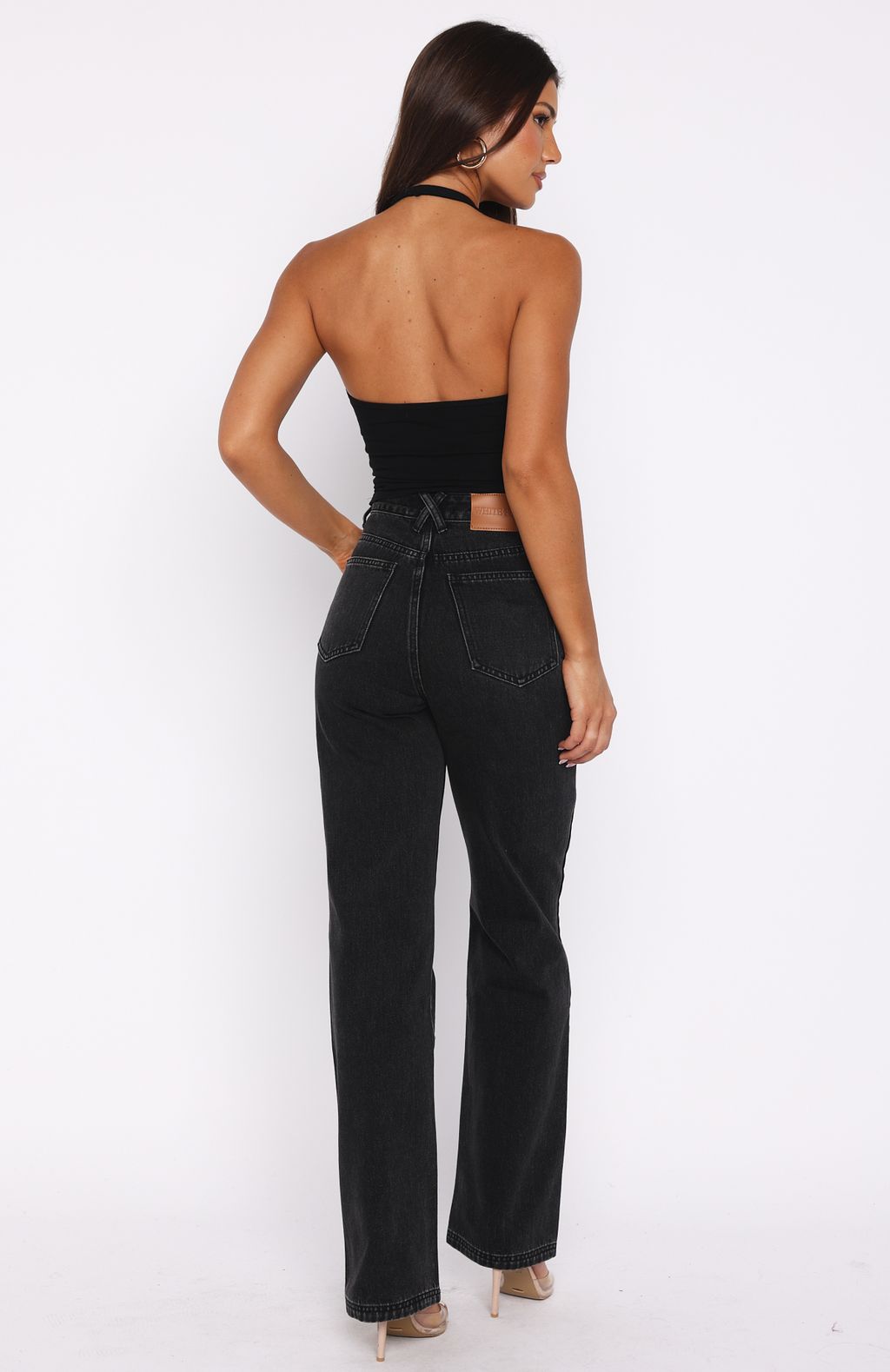 Alyssa High Rise Straight Leg Jeans Black Acid Wash
