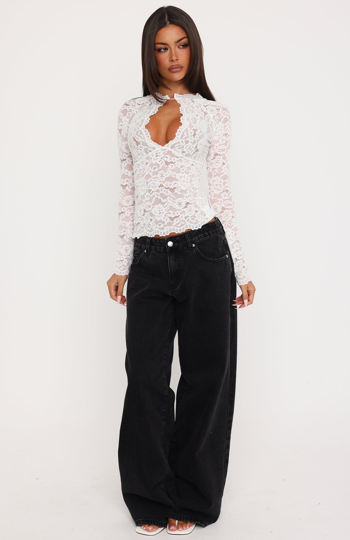 You Know I'm Yours Long Sleeve Lace Top Off White