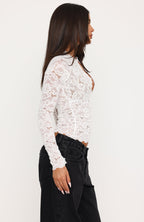 You Know I'm Yours Long Sleeve Lace Top Off White