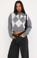 Cinzia Argyle Knit Sweater Rose Winter